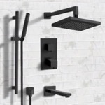Remer TSR30 Matte Black Thermostatic Tub and Shower Faucet Set with Handheld